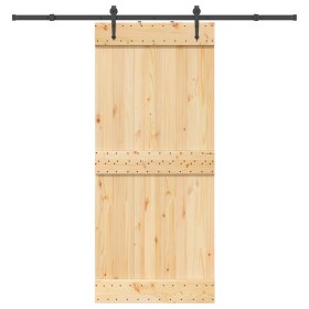 Puerta corredera con herrajes madera maciza de pino 90x210 cm by , Doors - Ref: Foro24-3332697, Price: 186,87 €, Discount: %