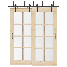 Kit de herrajes para puertas correderas acero negro 183 cm de , Artículos para puertas - Ref: Foro24-3295721, Precio: 120,12 ...