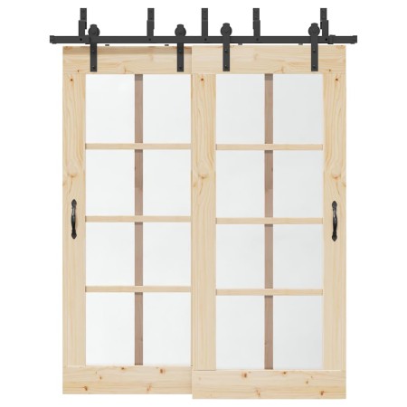 Kit de herrajes para puertas correderas acero negro 183 cm by , Door items - Ref: Foro24-3295721, Price: 120,12 €, Discount: %