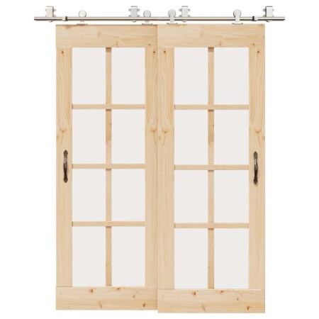 Kit de herrajes para puerta corredera 183 cm acero plateado von , Türartikel - Ref: Foro24-3295763, Preis: 199,49 €, Rabatt: %