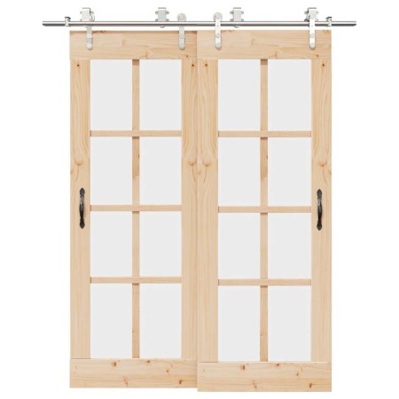 Kit de herrajes para puerta corredera 183 cm acero plateado von , Türartikel - Ref: Foro24-3295761, Preis: 273,69 €, Rabatt: %
