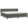 Cama box spring con colchón terciopelo gris oscuro 200x200 cm