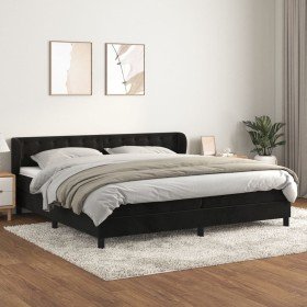 Cama box spring con colchón terciopelo negro 200x200 cm Cama box spring con colchón terciopelo negro 200x200 cm