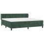 Cama box spring con colchón terciopelo verde oscuro 200x200 cm