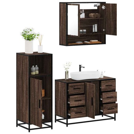 Set de muebles baño 3 pzas madera contrachapada roble marrón von , Badezimmermöbel - Ref: Foro24-3300994, Preis: 268,83 €, Ra...