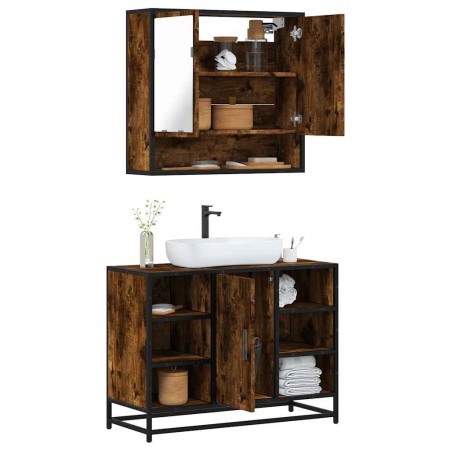 Set de muebles baño 2 pzas madera contrachapada roble ahumado von , Badezimmermöbel - Ref: Foro24-3300942, Preis: 149,10 €, R...