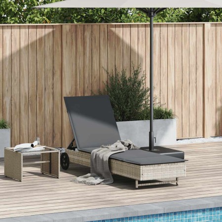 Tumbona con ruedas y cojín ratán sintético gris claro von , Liegen - Ref: Foro24-4104038, Preis: 170,04 €, Rabatt: %