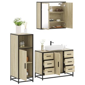 Set de muebles de baño 3 pzas madera contrachapada roble Sonoma von , Badezimmermöbel - Ref: Foro24-3300961, Preis: 255,52 €,...