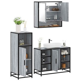 Set de muebles de baño 3 pzas madera contrachapada gris sonoma de , Muebles de baño - Ref: Foro24-3301003, Precio: 225,44 €, ...