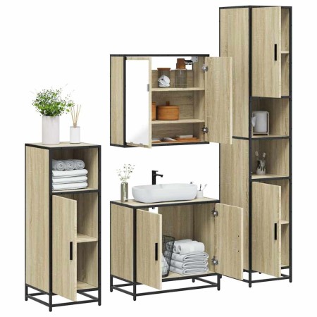 Juego de muebles de baño 4 pzas contrachapada roble sonoma von , Badezimmermöbel - Ref: Foro24-3301186, Preis: 340,65 €, Raba...