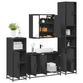 Juego de muebles de baño 4 pzas madera contrachapada negro de , Muebles de baño - Ref: Foro24-3301190, Precio: 449,77 €, Desc...