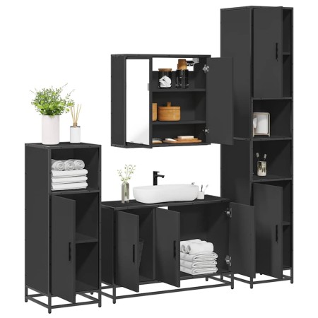 Juego de muebles de baño 4 pzas madera contrachapada negro von , Badezimmermöbel - Ref: Foro24-3301190, Preis: 449,77 €, Raba...