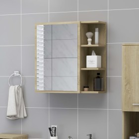 Armario espejo baño contrachapada color roble 62,5x20,5x64 cm