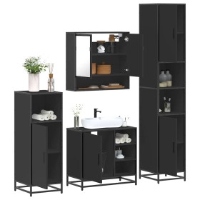 Juego de muebles de baño 4 pzas madera contrachapada negro de , Muebles de baño - Ref: Foro24-3301235, Precio: 381,98 €