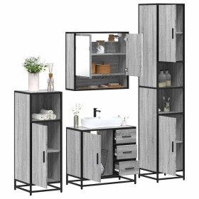 Set de muebles de baño 4 pzas madera contrachapada gris sonoma by , Bathroom furniture - Ref: Foro24-3301228, Price: 452,61 €...
