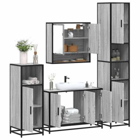 Set de muebles de baño 4 pzas madera contrachapada gris sonoma von , Badezimmermöbel - Ref: Foro24-3301223, Preis: 438,19 €, ...