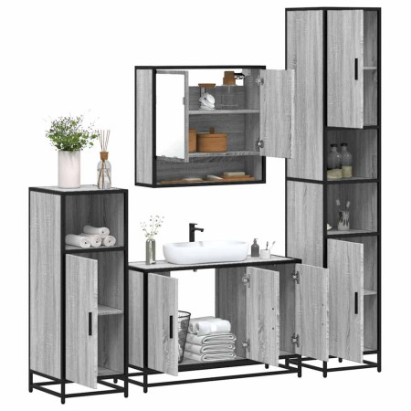 Set de muebles de baño 4 pzas madera contrachapada gris sonoma von , Badezimmermöbel - Ref: Foro24-3301223, Preis: 438,19 €, ...
