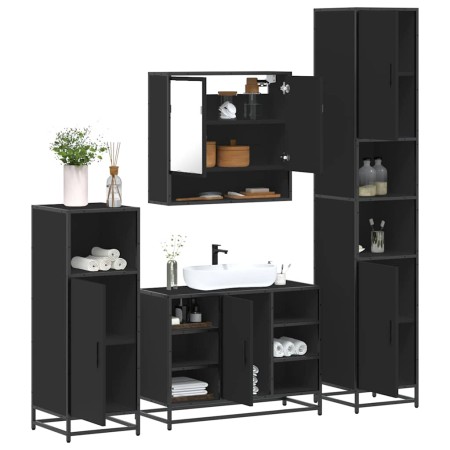Juego de muebles de baño 4 pzas madera contrachapada negro von , Badezimmermöbel - Ref: Foro24-3301240, Preis: 429,26 €, Raba...