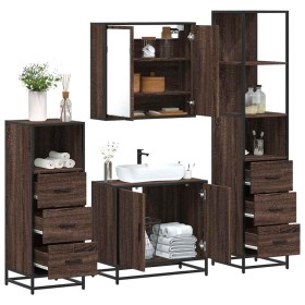Set de muebles baño 4 pzas madera contrachapada roble marrón von , Badezimmermöbel - Ref: Foro24-3301249, Preis: 319,19 €, Ra...