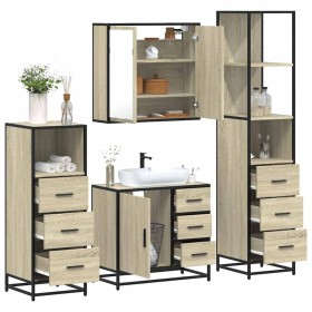 Juego de muebles de baño 4 pzas contrachapada roble sonoma von , Badezimmermöbel - Ref: Foro24-3301256, Preis: 347,57 €, Raba...
