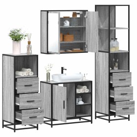 Set de muebles de baño 4 pzas madera contrachapada gris sonoma von , Badezimmermöbel - Ref: Foro24-3301268, Preis: 356,66 €, ...