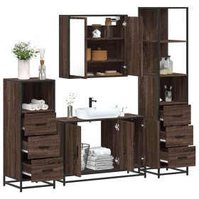 Set de muebles baño 4 pzas madera contrachapada roble marrón von , Badezimmermöbel - Ref: Foro24-3301254, Preis: 346,94 €, Ra...