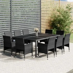 Garden dining set 11 pieces gray synthetic rattan by vidaXL, Garden sets - Ref: Foro24-3058563, Price: 863,06 €, Discount: %