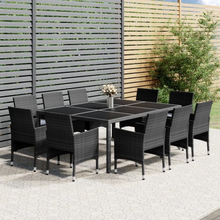 Garden dining set 11 pieces gray synthetic rattan by vidaXL, Garden sets - Ref: Foro24-3058563, Price: 806,10 €, Discount: %