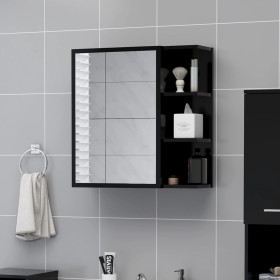Armario de espejo de baño contrachapada negro 62,5x20,5x64 cm
