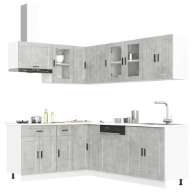 Mueble cocina Porto gris hormigón 11 pzas madera contrachapada de , Armarios de cocina - Ref: Foro24-3314905, Precio: 707,81 ...