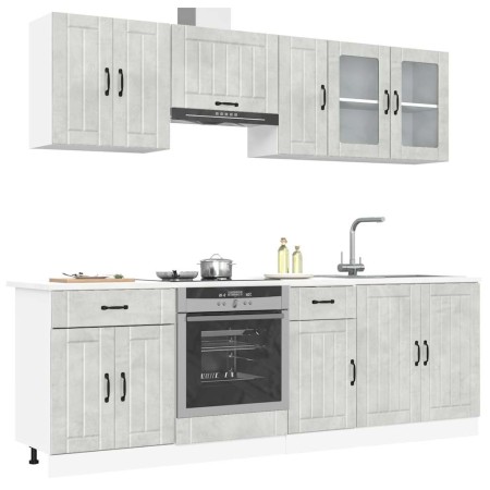 Mueble cocina Kalmar gris hormigón 8 pzas madera contrachapada von , Küchenschränke - Ref: Foro24-3314835, Preis: 541,08 €, R...