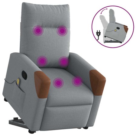 Sillón de masaje reclinable de pie de tela gris claro by , Armchairs - Ref: Foro24-3324014, Price: 258,18 €, Discount: %