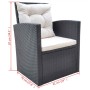 6-teiliges Garten-Essset und schwarze Kissen aus synthetischem Rattan von vidaXL, Gartensets - Ref: Foro24-42643, Preis: 623,...