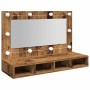 Mueble con espejo y LED madera vieja 90x31,5x62 cm de , Tocadores de baño - Ref: Foro24-857005, Precio: 83,20 €, Descuento: %