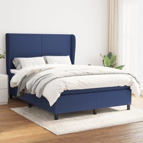 Cama box spring con colchón tela azul 140x190 cm Cama box spring con colchón tela azul 140x190 cm
