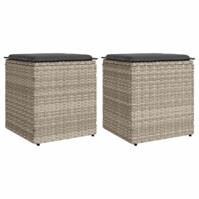Taburetes de jardín con cojines 2 uds gris claro 40x40x43 cm de , Otomanas de exterior - Ref: Foro24-4104044, Precio: 127,91 ...