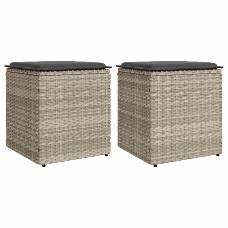 Taburetes de jardín con cojines 2 uds gris claro 40x40x43 cm von , Hocker für den Außenbereich - Ref: Foro24-4104044, Preis: ...