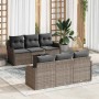 Conjunto de sofá de jardín 7 pcs Gris 55 x 55 x 37 cm Poliratán
