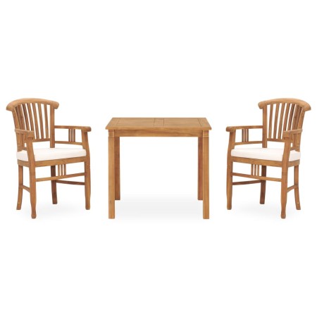 3-piece garden dining set with solid teak wood and cushions by vidaXL, Garden sets - Ref: Foro24-3060010, Price: 457,25 €, Di...