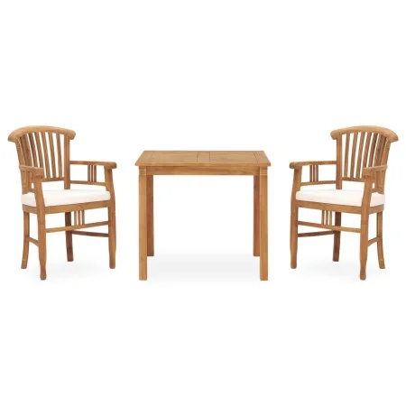 Set de comedor de jardín 3 pzas y cojines madera maciza de teca de vidaXL, Conjuntos de jardín - Ref: Foro24-3060010, Precio:...