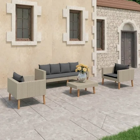 4-piece garden furniture set and beige synthetic rattan cushions by vidaXL, Garden sets - Ref: Foro24-3059328, Price: 481,86 ...
