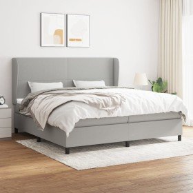 Cama box spring con colchón tela gris claro 200x200 cm Cama box spring con colchón tela gris claro 200x200 cm