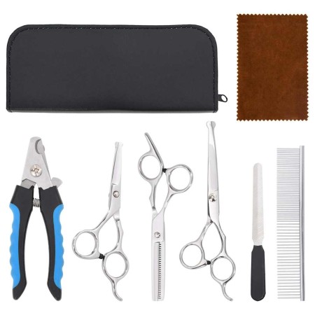 Set de tijeras de peluquería canina 6 piezas acero inoxidable von , Haarschneidemaschinen für Haustiere - Ref: Foro24-4101329...