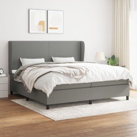 Cama box spring con colchón tela gris oscuro 200x200 cm en Camas y somieres | Comprar online en Foro24
