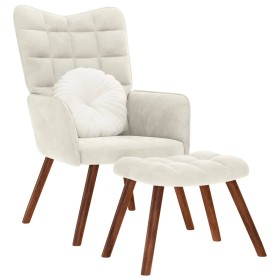 Sillón de relax con taburete terciopelo crema by , Armchairs - Ref: Foro24-4016830, Price: 148,83 €, Discount: %