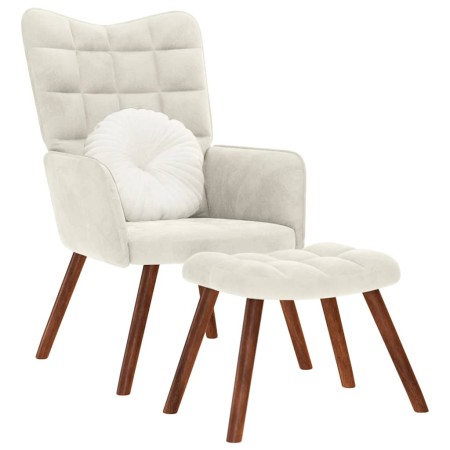 Sillón de relax con taburete terciopelo crema by , Armchairs - Ref: Foro24-4016830, Price: 148,83 €, Discount: %