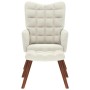 Sillón de relax con taburete terciopelo crema by , Armchairs - Ref: Foro24-4016830, Price: 148,83 €, Discount: %