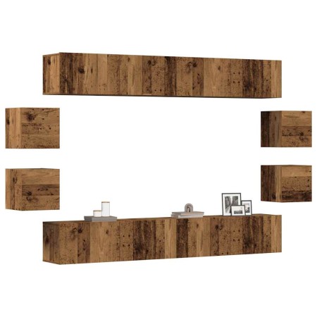 Conjunto de mueble de TV 8 piezas montado la pared madera vieja von , TV-Möbel - Ref: Foro24-3328951, Preis: 287,02 €, Rabatt: %