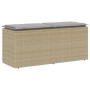 Banco de jardín con cojín ratán sintético beige 110x40x44 cm de , Bancos de jardín - Ref: Foro24-4104148, Precio: 106,27 €, D...