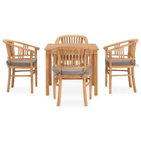 5-piece garden dining set and solid teak wood cushions by vidaXL, Garden sets - Ref: Foro24-3060007, Price: 860,16 €, Discoun...